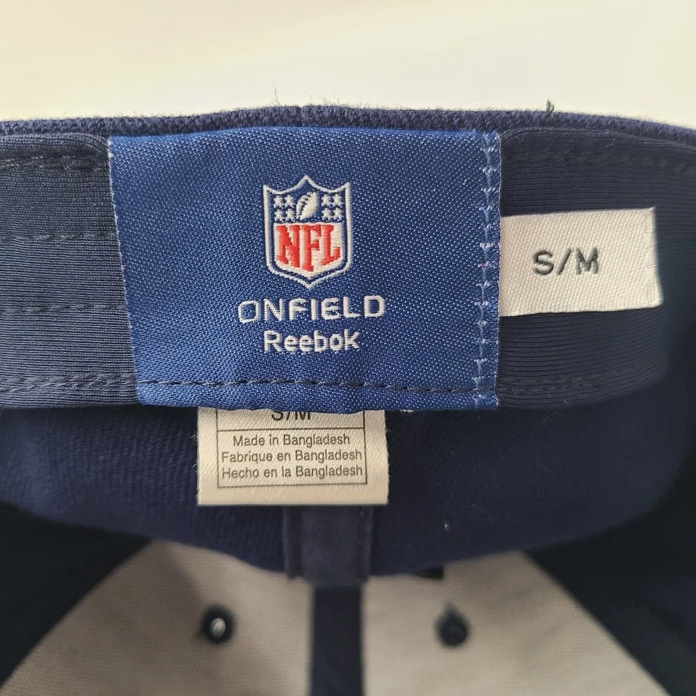 New England Patriots Hat Fitted S-M Reebok Blue NFL Super Bowl XLVI Patch Men